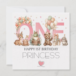 1e verjaardagskaart voor meisjes feestdagenkaart