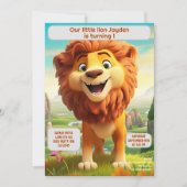 1e verjaardagsleeuw gepersonaliseerde Kinder naam Kaart (Voorkant)