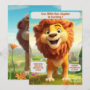 1e verjaardagsleeuw gepersonaliseerde Kinder naam  Kaart