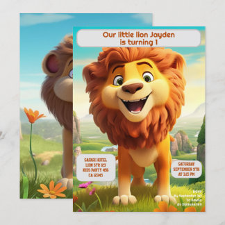 1e verjaardagsleeuw gepersonaliseerde Kinder naam Kaart
