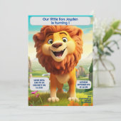 1e Verjaardagsleeuw Gepersonaliseerde naam Leeftij Kaart (Staand voorkant)