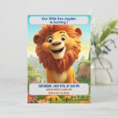 1e Verjaardagsleeuw Gepersonaliseerde naam Leeftij Kaart (Staand voorkant)
