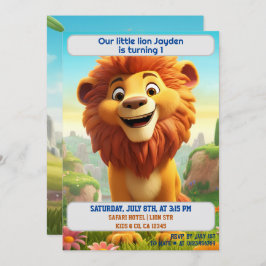 1e Verjaardagsleeuw Gepersonaliseerde naam Leeftij Kaart