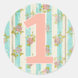 1e verjaardagsmeisje Shabby Chic Rozen Cottage Blo Ronde Sticker