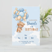 1e Verjaardagsuitnodiging, baby shower uitnodiging (Staand voorkant)