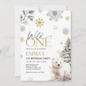 1e verjaardagsuitnodiging Beer, Wilde één verjaard Kaart (Voorkant)