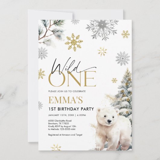 1e verjaardagsuitnodiging Beer, Wilde één verjaard Kaart (Voorkant)