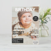 1e verjaardagsuitnodiging voor hem Magazine Hoesje Kaart (Staand voorkant)