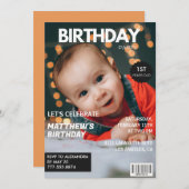 1e verjaardagsuitnodiging voor hem Magazine Hoesje Kaart (Voorkant / Achterkant)