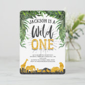 1e Verjaardagsuitnodiging, Wild One, Oerwoud Kaart (Staand voorkant)