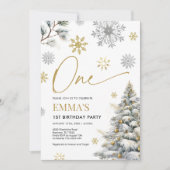 1e verjaardagsuitnodiging, Winter Eén Verjaardag  Kaart (Voorkant)