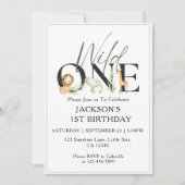 1e verjaardagsuitnodigingen kinder grillige wilde kaart (Voorkant)