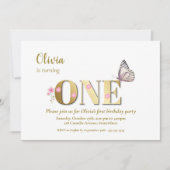 1e verjaardagsvlinderfeestje kaart (Voorkant)