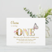 1e verjaardagsvlinderfeestje kaart (Staand voorkant)