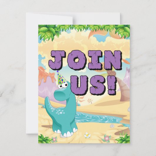 1e verpartij dinosaurus kaart (Achterkant)