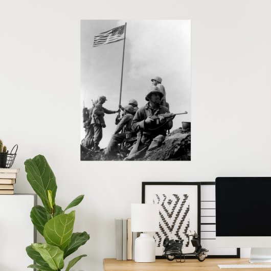 1e vlag op Iwo Jima Poster (Thuiskantoor)