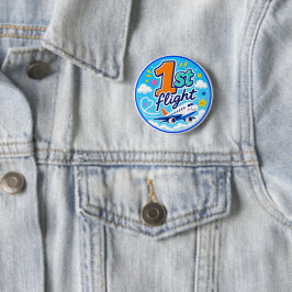 1e vlucht kleurrijk vliegtuig souvenir ronde button 5,7 cm