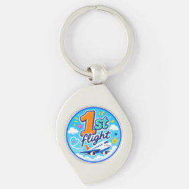 1e vlucht kleurrijk vliegtuig souvenir sleutelhanger