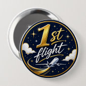 1e vlucht vliegtuig ronde button 4,0 cm (Voorkant /achterkant)