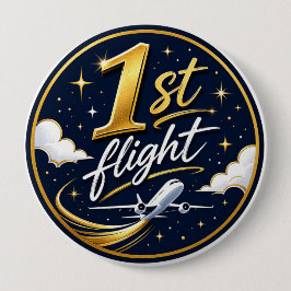 1e vlucht vliegtuig ronde button 4,0 cm
