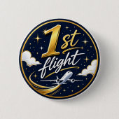 1e vlucht vliegtuig ronde button 5,7 cm (Voorkant)