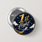 1e vlucht vliegtuig ronde button 5,7 cm (Voorkant /achterkant)