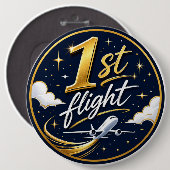 1e vlucht vliegtuig ronde button 6,0 cm (Voorkant /achterkant)