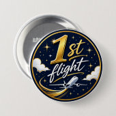 1e vlucht vliegtuig ronde button 7,6 cm (Voorkant /achterkant)