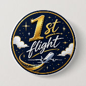 1e vlucht vliegtuig ronde button 7,6 cm (Voorkant)