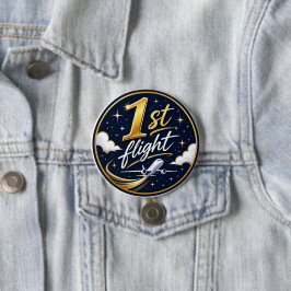 1e vlucht vliegtuig ronde button 7,6 cm