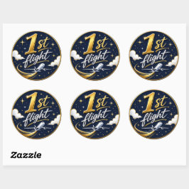 1e vlucht vliegtuig ronde sticker
