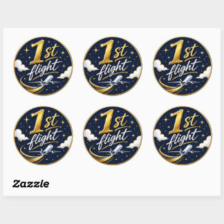 1e vlucht vliegtuig ronde sticker