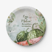 1e Watermeloen Verjaardag Papieren Bordje (Voorkant)