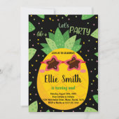 1e Zwart Sinaasappel Ananas Verjaardagsuitnodiging Kaart (Voorkant)