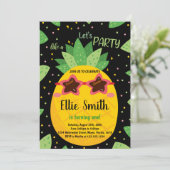 1e Zwart Sinaasappel Ananas Verjaardagsuitnodiging Kaart (Staand voorkant)