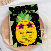 1e Zwart Sinaasappel Ananas Verjaardagsuitnodiging Kaart