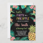 1e Zwart Sinaasappel Groene Ananas Uitnodigingen (Voorkant)