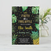 1e Zwarte Groene Ananas Uitnodigingen (Staand voorkant)