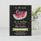 1e Zwarte Groene Watermeloen Verjaardag Uitnodigin Kaart (Staand voorkant)