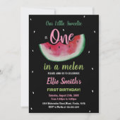 1e Zwarte Watermeloen Verjaardag Uitnodigingen (Voorkant)