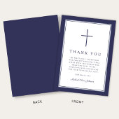 1Elegant Navy Blue Cross Boy First Communion Bedankkaart