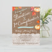 1er cumple y Bautizo, invitaciones calabazas Kaart (Staand voorkant)