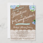 1er cumple y Bautizo, invitaciones niño Kaart (Voorkant)