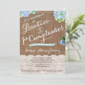 1er cumple y Bautizo, invitaciones niño Kaart (Staand voorkant)