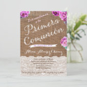 1era Comunión nodigt Spaanse burlap lavender uit Kaart (Staand voorkant)