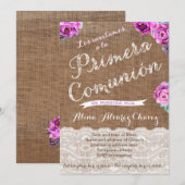 1era Comunión nodigt Spaanse burlap lavender uit Kaart (Voorkant / Achterkant)