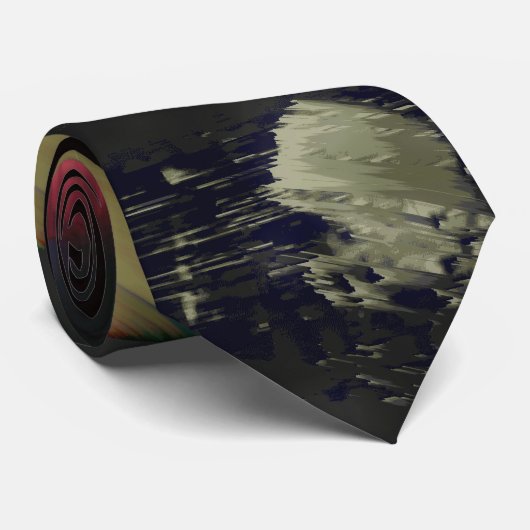1FB1F9F4 Cyberpunk Glitch Art Mozaïek Abstract Stropdas (Opgerold)