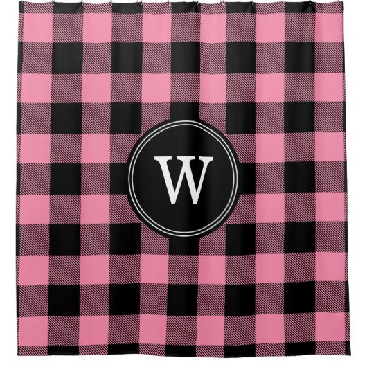 1I Round - Buffalo Plaid 2x dun Lijst Douchegordijn (Voorkant)