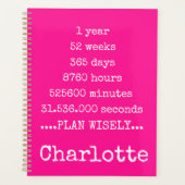1jaar|weken|dagen|uren|minuten|seconden|naam roze planner (Voorkant)