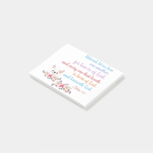 1Johannes 4:7 Bijbelvers Post-it® Notes (Schuin)